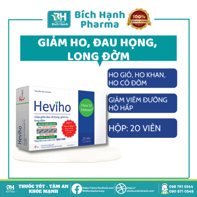 Viên uống Heviho (Hộp 20) - Giảm đau rát họng, giảm ho, long đờm